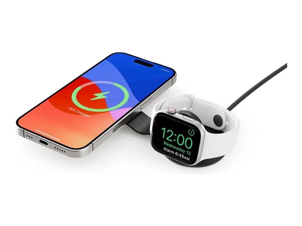 Twelve South ButterFly SE - Qi2 langaton laturi kahdelle MagSafe yhteensopivalle laitteelle, USB-C kaapeli eli (musta)