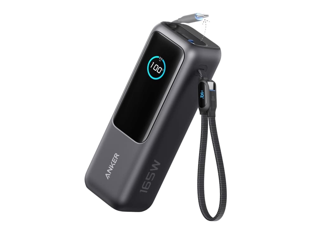 ANKER PowerBank 25,000mAh 165W 3x 100W USB-C 1x USB-A Smart Display kaksi integroitua latauskaapelia musta