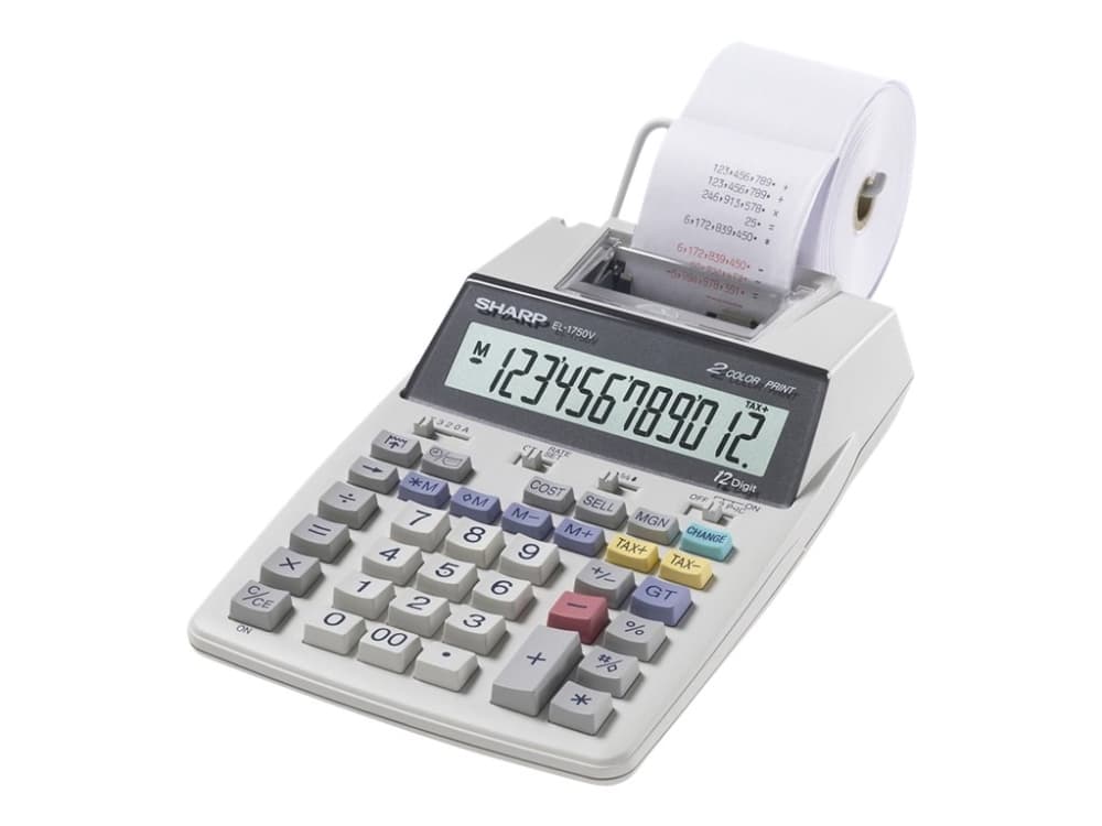 Sharp EL-1750V - Tulostuslaite - LCD - 12 cifre - akku, verkkolaite, verkkovirtalaite