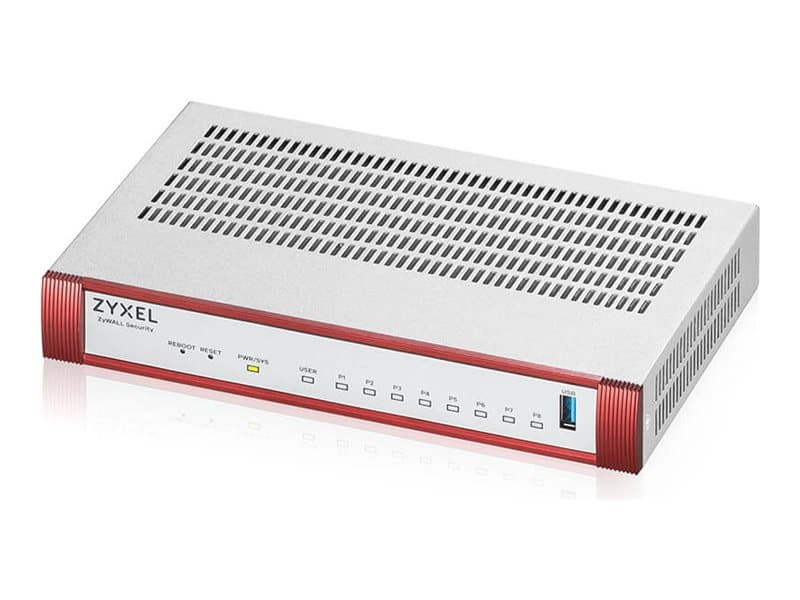 Zyxel USG Flex 100HP Firewall 7 GB user-definable ports, 1x1G Port 1xUSB (1 year Security bundle)