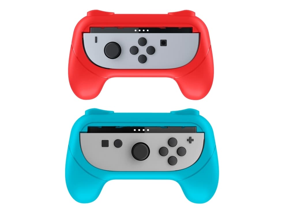 NACON SWITCHNEWJOYCONGRIP, Nintendo Switch 2, Ohjaimen otekahva, Sininen, Punainen, 2 kpl, Ripustettava laatikko