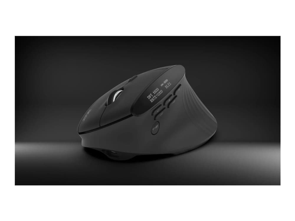 Acer Smart Fit Vertical Mouse - Vähittäismyyntipakkaus, oikeakätinen, langaton RF + Bluetooth, 8000 dpi, musta