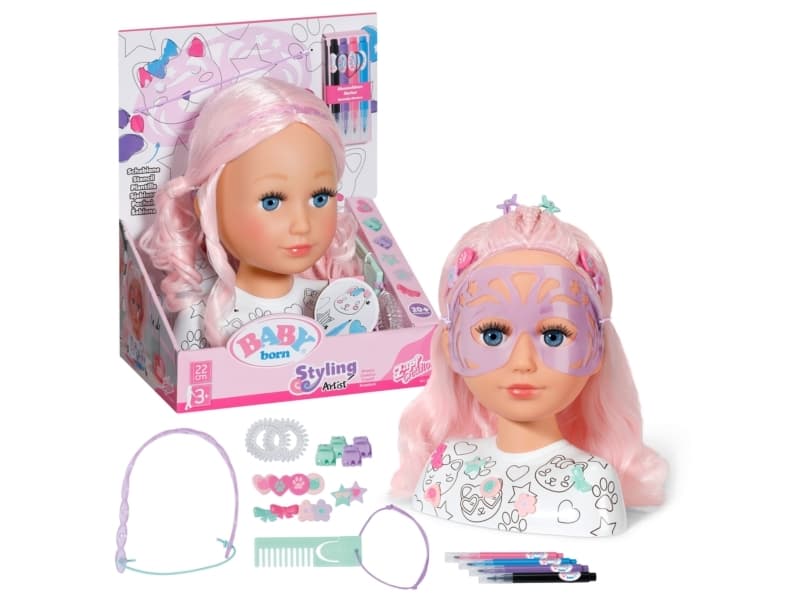 BABY born Styling Head Artist, Meikkaus-/muotoilupää, Naaras, 3 vuosi/vuosia, Monivärinen