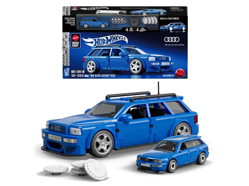 Mattel Brick Shop Hot Wheels ""94 Audi Avant RS2 -rakennussarja (253 osaa), keräilijöille, Rakennuspakkaus, 10 vuosi/vuosia, Muovi, 253 kpl, 650 g