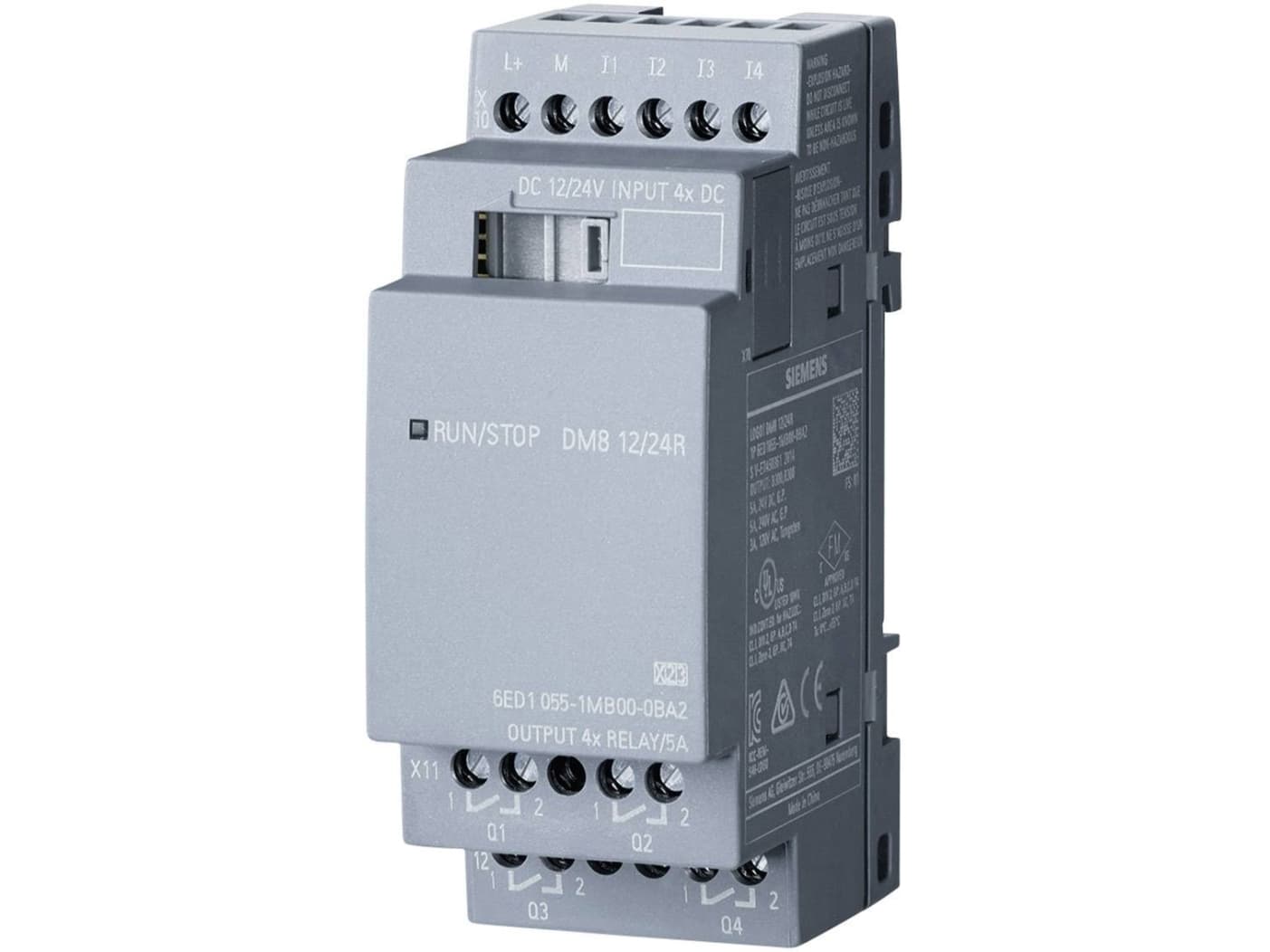 LOGO! DM8 12/24R, laajennusmoduuli PU/I/O: 12, 24V/12V/24V/m, 2TE, 4 DI/4 DO