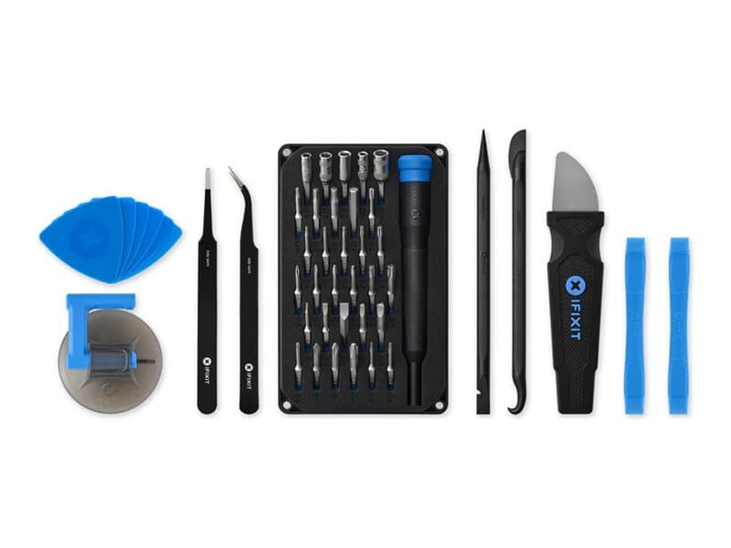 iFixit IF145-783-1, Työkalusarjat, Peliohjain, Matkapuhelin/älypuhelin, Kannettava tietokone, Tabletti, Magnetic parts mat, Avauspiikki, SIM eject tool, Ruuvimeisseli, Metallilasta, Imukuppi, Atulat, Nailon, Polymeeri, Polyoksimeteeni (POM), Ruostumaton teräs, Terästä, musta, Sininen, Harmaa, Tasainen, Kuusikolmio, Hylsymeisseli, Viisisakarainen pentalobe, Phillips, Turva-torx, Standoff,...