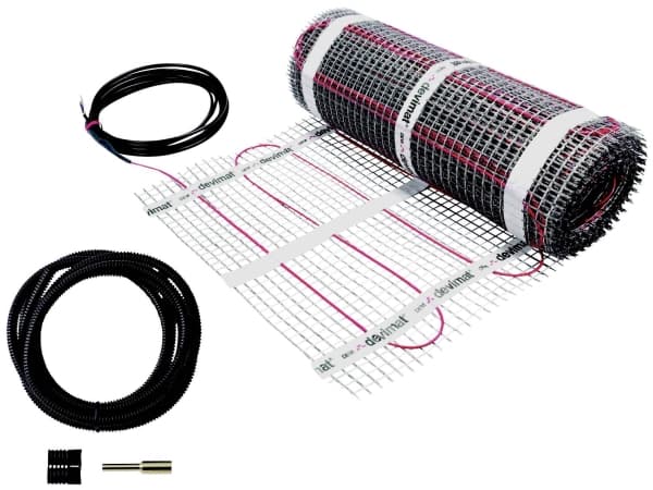 DEVImat 150T (150W/m²) lämmitysmatto 3,5 mm, 225W 1,5M² 0,5X3M 230V, itseliimautuva sekä kokonais- että mukavuuslämmitykseen