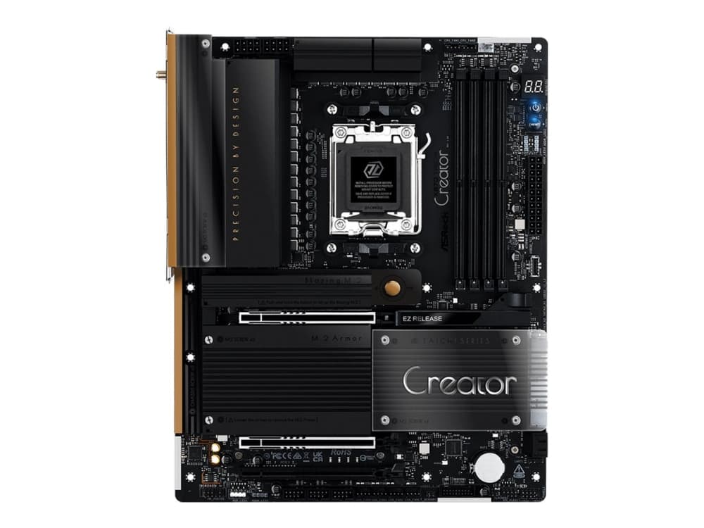 ASRock X870 TAICHI CREATOR - Emolevy - ATX - Socket AM5 - AMD X870 piirisarja - USB4, USB 3.2 Gen 1, USB 3.2 Gen 2, USB-C 3.2 Gen 2x2 - 10 Gigabit LAN, 5 Gigabit Ethernet, Wi-Fi 7, Bluetooth - sisäinen grafiikka (CPU tarvitaan) - HD Audio (8 kanavaa)
