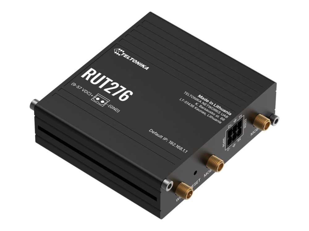 Teltonika RUT276, Matkapuhelinverkon reititin, Musta, Alumiini, DIN-kisko/seinäasennus, Teollinen, Nopea Ethernet