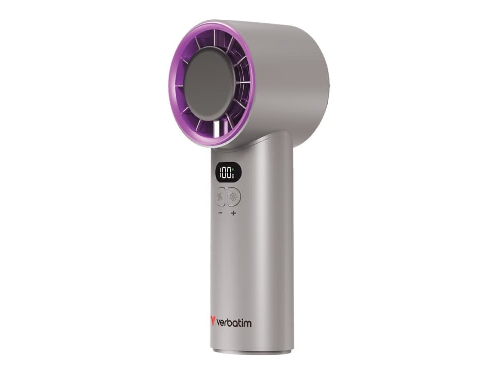 Verbatim Cool ""n"" Go Ice Touch, harmaa, violetti, 1 tuuletin(t), käsituuletin, 1 kpl, 8 W, litium-ioni (Li-Ion)