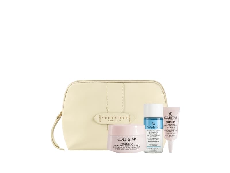 COLLISTAR SET ( ANTI WRINKLE CREAM+TWO PHASE MAKE UP REMOVING 35ML+EYE CONTOUR 5ML+cosmetic bag )