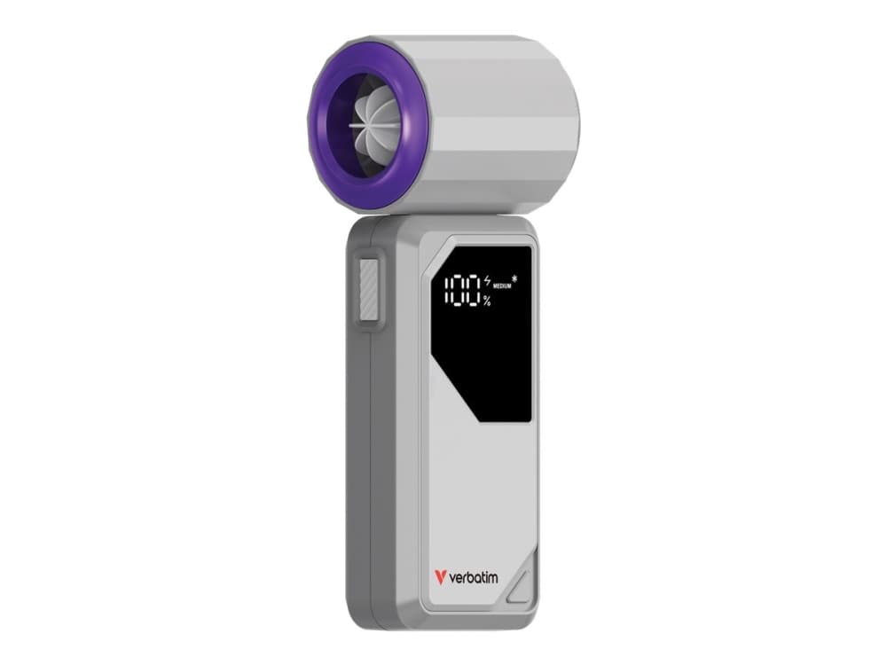 Verbatim Cool ""n"" Go AirJet, Harmaa, Purppura, Käsituuletin, 1 kpl, 6 W, Litiumioni (Li-Ion), 3,7 V