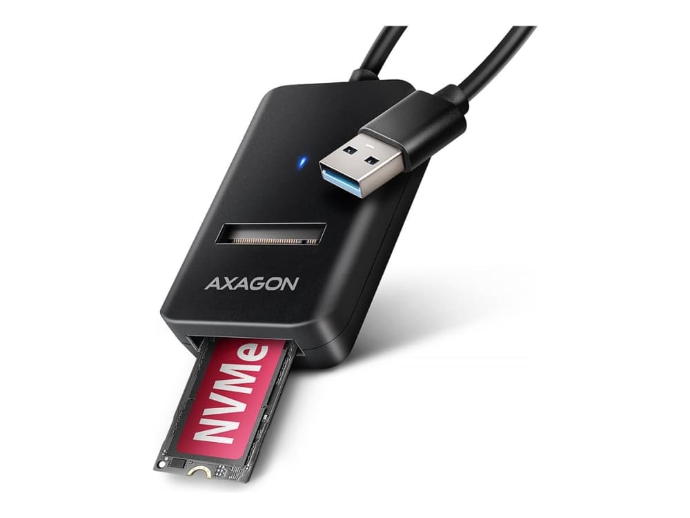 AXAGON ADM2-AM USB-A 10Gbps - M.2 NVMe &amp SATA SSD-sovitin, USB-A 10cm kaapeli