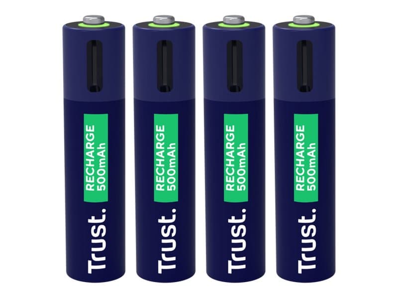 Trust 25671, Ladattava akku, AAA, 4 kpl, 500 mAh, 1 h, Oikosulku
