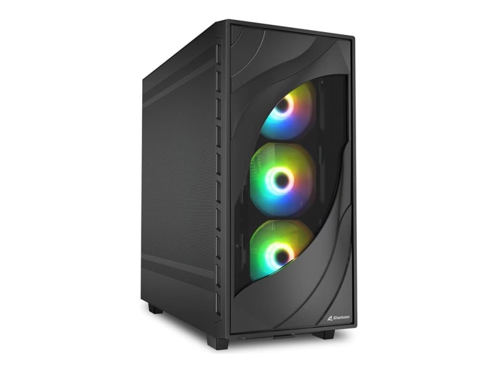 Sharkoon REBEL C80M RGB, Midi Tower, PC, musta, ATX, mikro ATX, Mini-ITX, Metalli, Pelaaminen