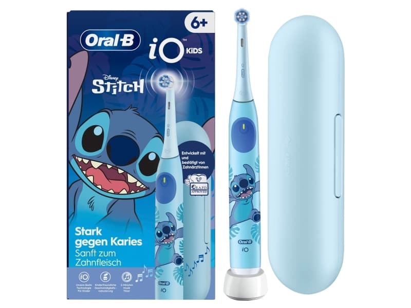 Oral-B iO Kids Stitch, Lapsi, Pyörivä hammasharja, Päivittäinen käyttö, Herkkä, Super sensitive, Sininen, 2 min, Sininen