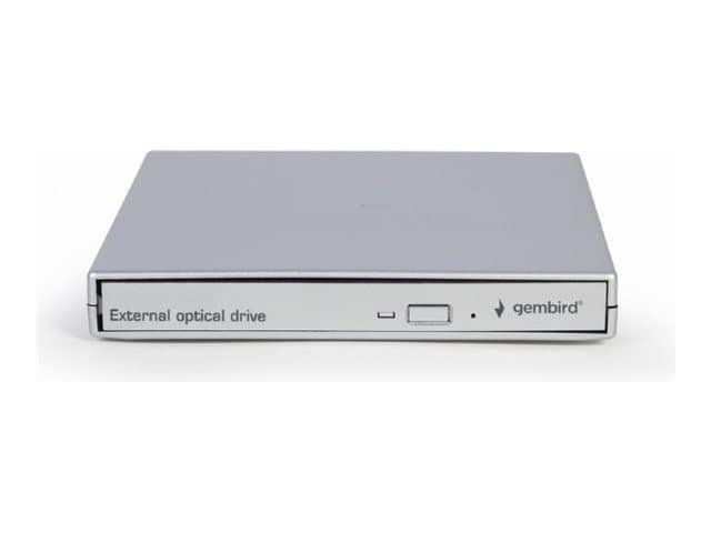 Gembird DVD-USB-021-SV, Hopea, Etu, Työpöytä, DVD±RW, USB 2.0, CD-DA, CD-R, CD-RW, DVD+R, DVD+R DL, DVD+RW, DVD-R, DVD-R DL, DVD-RAM, DVD-ROM, DVD-RW