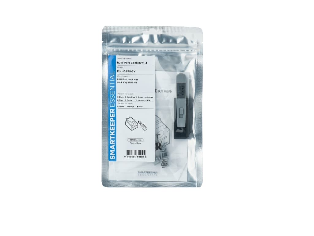 Smartkeeper MNL04PKGY, Portin lukitsin + avain, RJ-11, Harmaa, Muovi, 1 kpl, Muovipussi