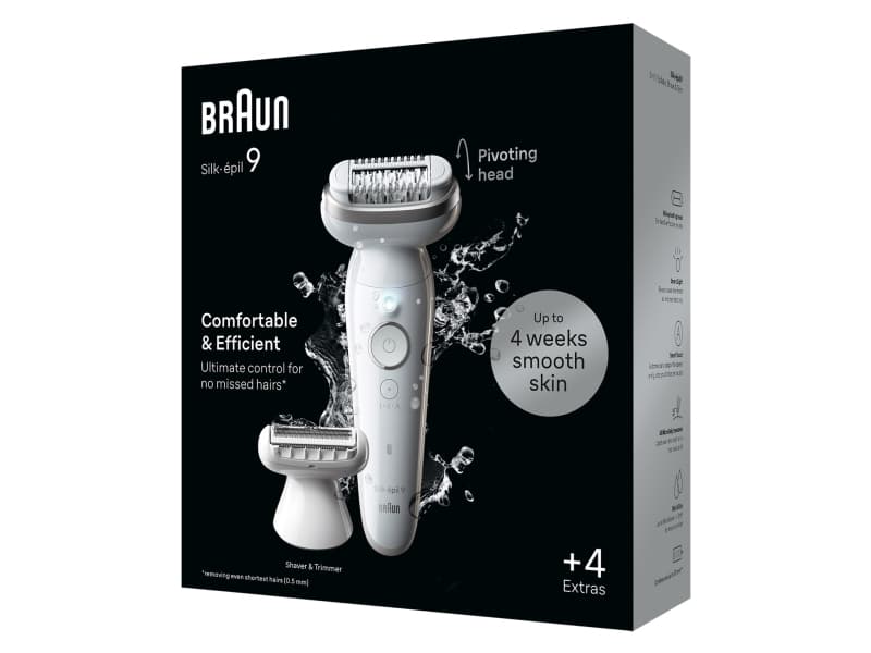 Braun Silk-épil 9 9-041, hopea, 40 pinsettiä, MicroGrip, akku, 100 - 240 V, 50/60 Hz