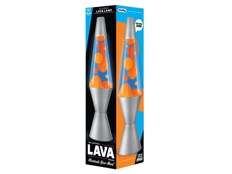 Lava® lamppu oranssi/sininen, hopeinen jalusta 37cm