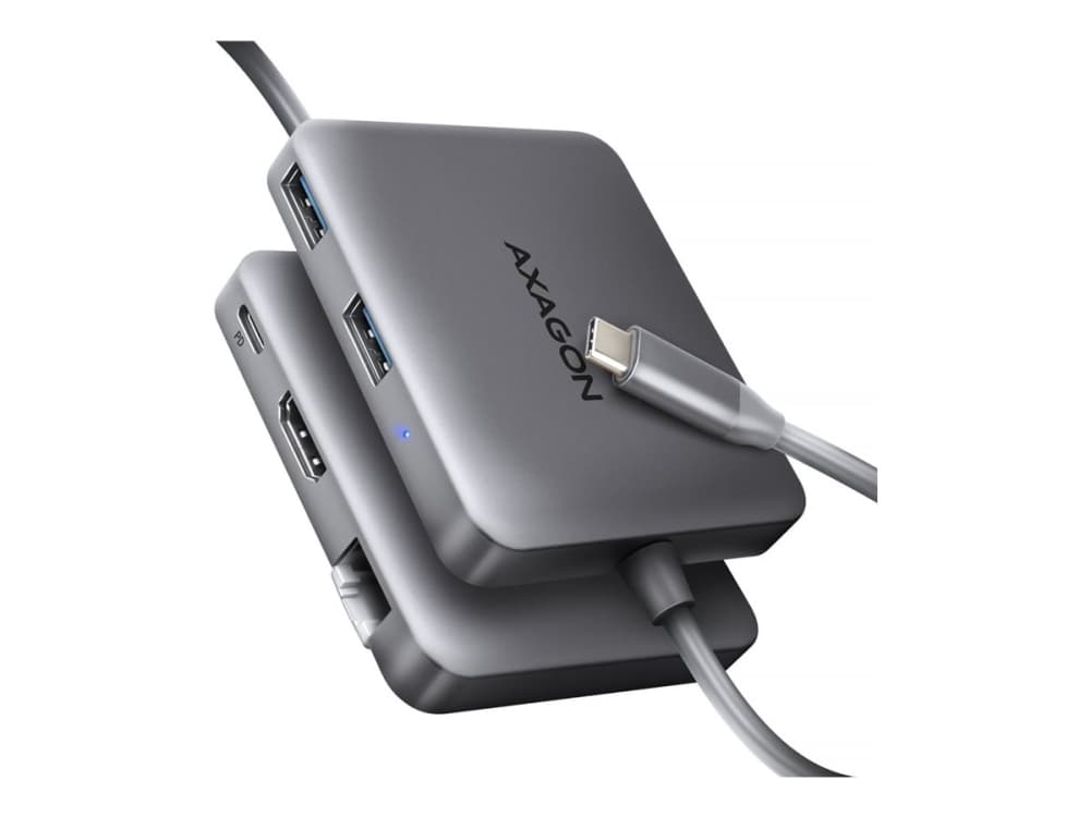 AXAGON HMC-5HL 2x USB-A, HDMI, LAN, USB 3.2 Gen 1 -keskitin, PD 100W - harmaa