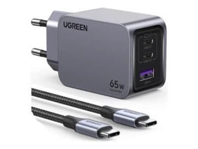 Ugreen laturi UGREEN Nexode Pro USB-A, 2xUSB-C 65W + USB-C / USB-C kaapeli 1.5m musta