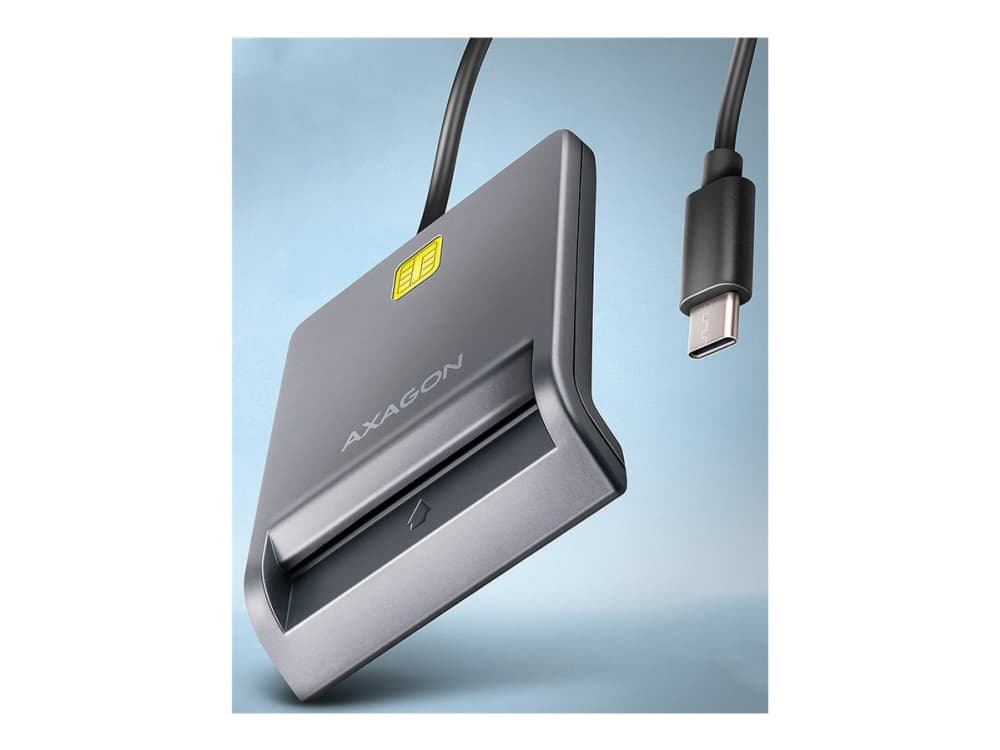 AXAGON CRE-SM3TC, USB-C FlatReader Contact Card Reader Smart Card (eCard), kaapeli 1,2 m