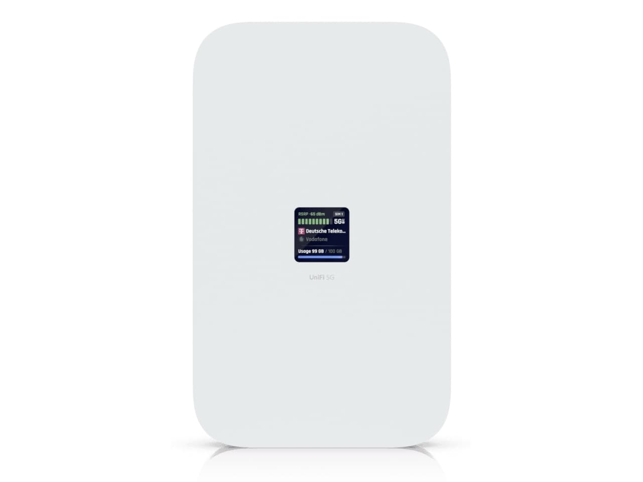 Ubiquiti UniFi 5G Max, Matkapuhelinverkon modeemi, Valkoinen, Polykarbonaatti (PC), Alumiini, Pöytä-/Seinä-/Ikkuna-asennus, 3,3 cm (1.3), 2.5 Gigabit Ethernet