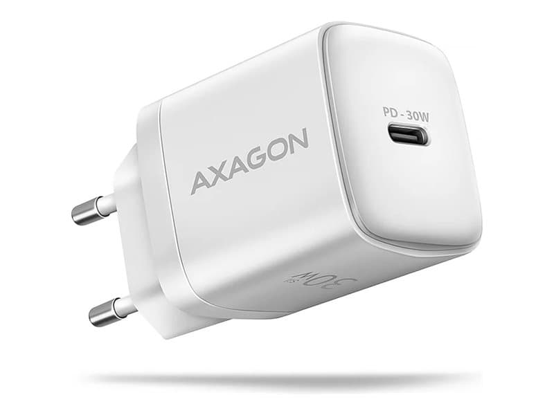 Axagon AXAGON ACU-PD30W, Sil 30W verkkolaturi, 1x USB-C-portti, PD3.0/PPS/QC4+/SFC/AFC/Apple, valkoinen