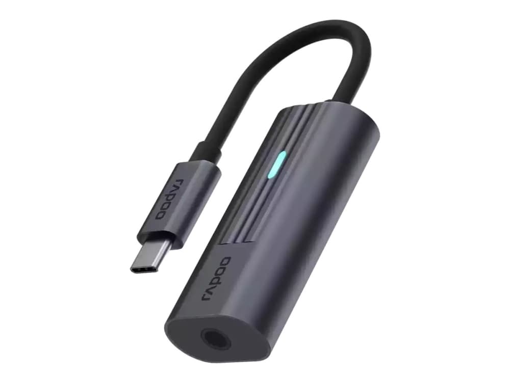 Rapoo UCA-1002, USB Type-C, 3,5 mm, Mies, Musta, 43 mm, 20 mm