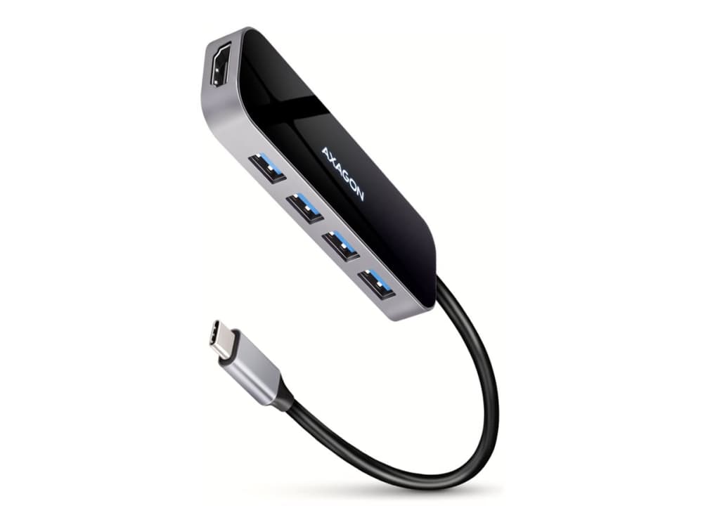 AXAGON HMC-6H4A 4x USB-A + HDMI, USB-C 3.2 Gen 1 -keskitin, PD 100W, 20cm USB-C-kaapeli