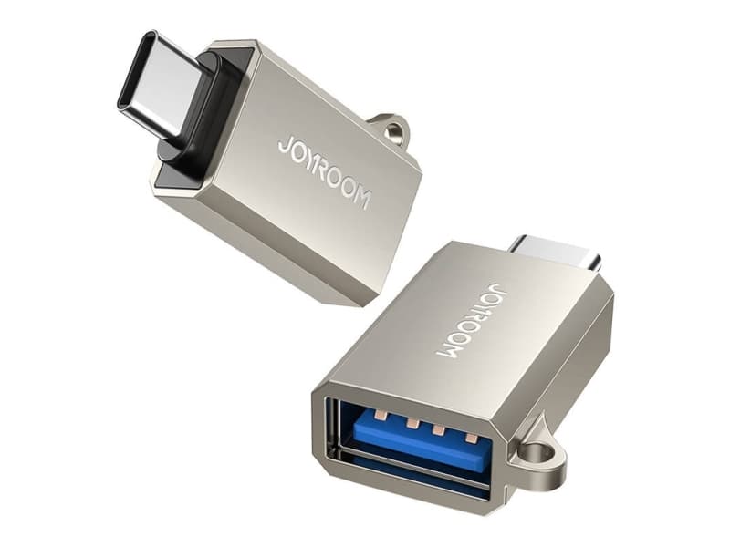 Joyroom S-H151 USB-C (meski) / USB-A (zenski) z oczkiem na smycz adapter - srebrny