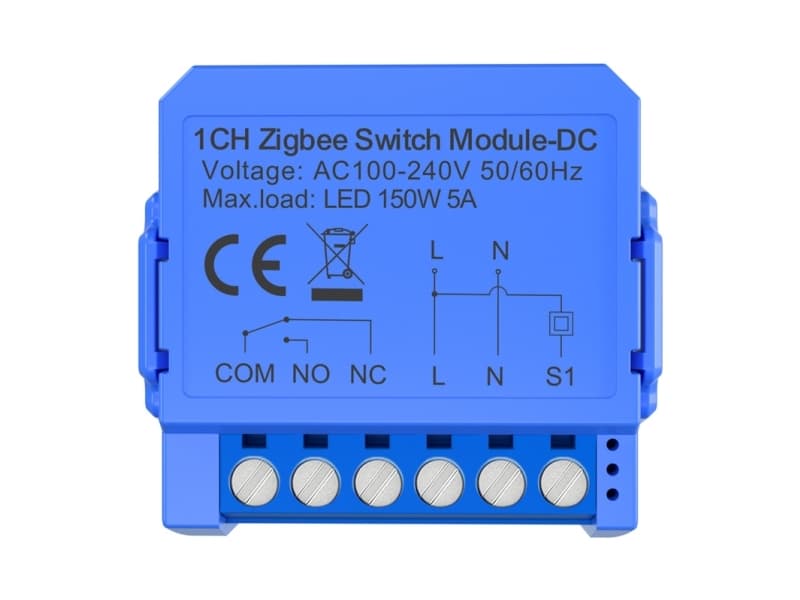 1-kanavainen ZigBee-kytkinmoduuli jännitteettömällä kontaktilla Avatto ZWSM16-DC32V-1