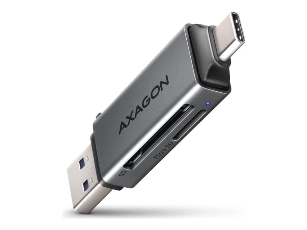 AXAGON CRE-DAC Ulkoinen USB 3.2 Gen1 Type-C+Type-A 2-korttipaikkainen SD/microSD-muistikorttipaikka