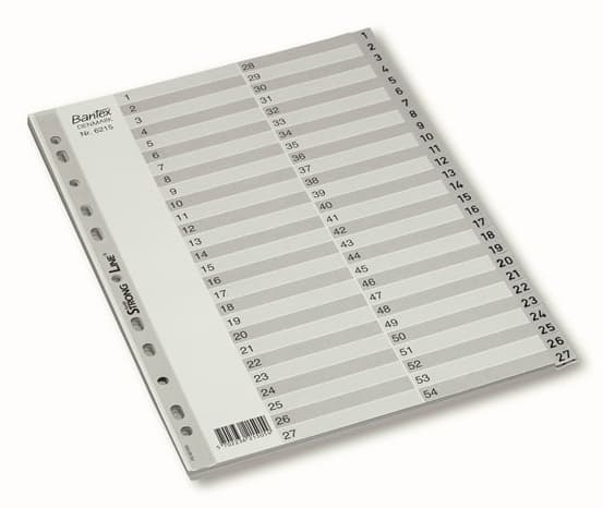 Rekisteröinti Bantex Basic-line, 1-54, plast, A4, grå