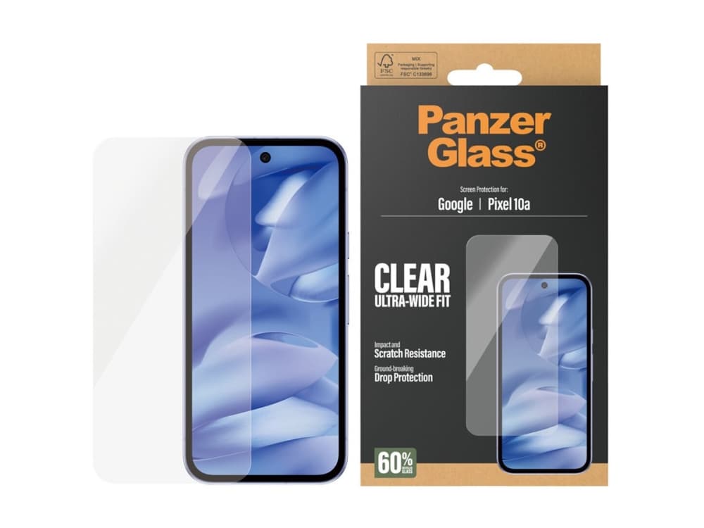 PanzerGlass ® Screen Protector Google Pixel 10a 5G | Ultra-Wide Fit, Google, Google - Pixel 10a 5G, Asennus kuivana, Naarmuuntumisenkestävä, Iskunkestävä, Läpinäkyvä, 1 kpl