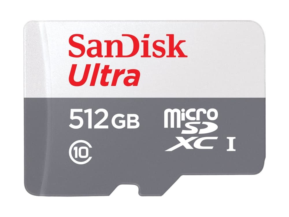 SanDisk Ultra, 512 GB, MicroSDXC, Luokka 10, UHS-I, 100 MB/s, Valkoinen, Harmaa