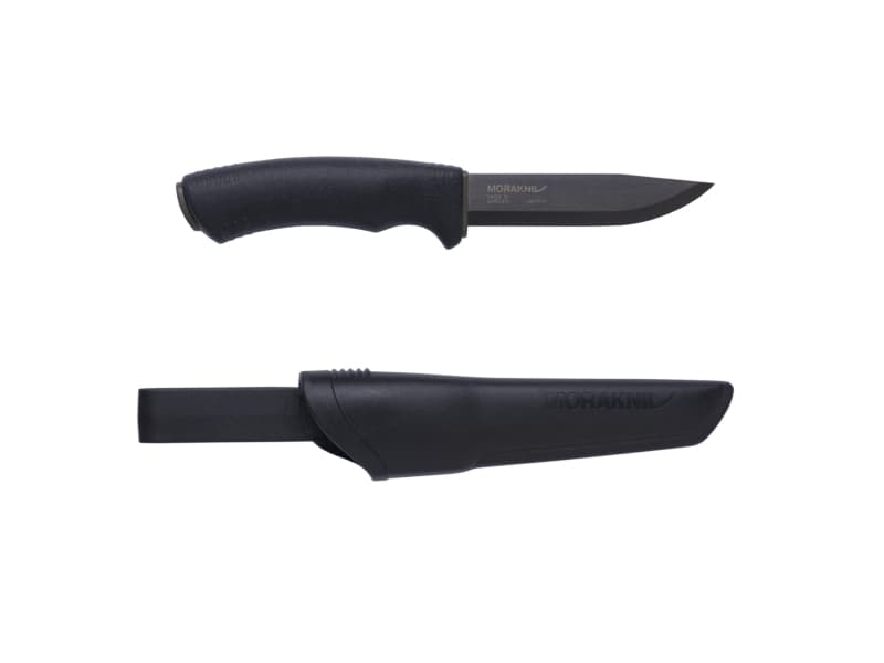 Morakniv Bushcraft, Yksi, Metsästyspuukko, Hiiliteräs, Kestomuovinen elastomeeri, Musta, Jäykkä