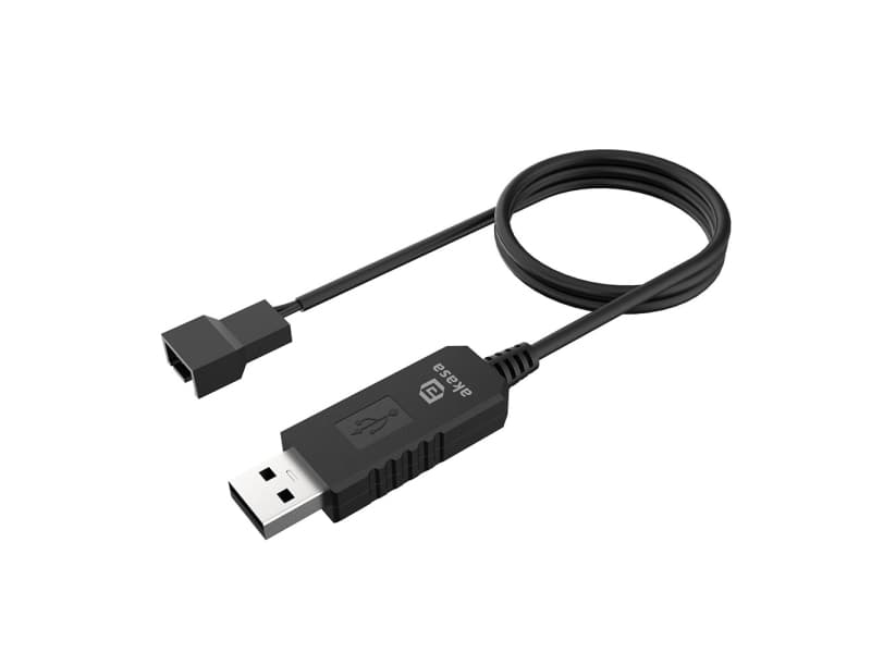 BBC AKASA USB-3-nastainen / 4-nastainen kaapeli, 5-12 V adapteri tuulettimille, 60 cm