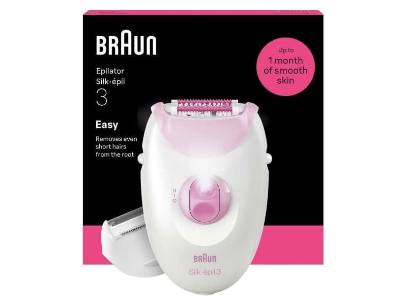 Epilator Silk·épil 3 med sladd, Långvarigt Slät Hud, 3-031, Rosa