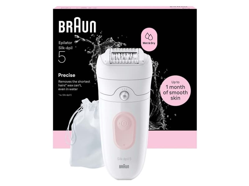 Epilator Silk·épil 5, Wet & Dry, Enkel Hårborttagning, Långvarigt Slät Hud, 5-011, Flamingo