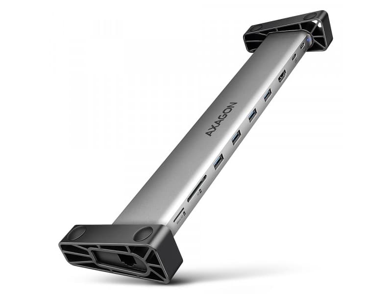 AXAGON HMC-10HLS Moniporttikeskus, 4x USB-A ja 2x USB-C, HDMI 4K/60Hz, RJ-45, SD/microSD, PD 100W