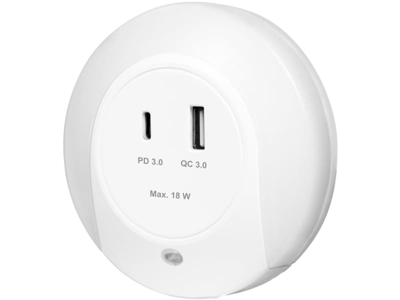 Nattlampa LED skymningssensor Laddare 18W PD QC