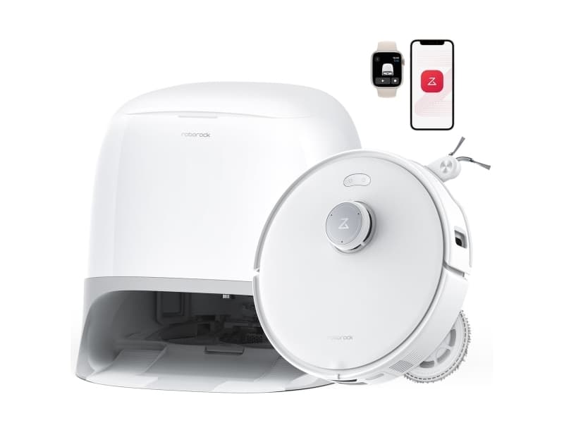 Roborock Qrevo Curv 5A1, Pussiton, musta, Valkoinen, Pyöreä, Pölypussi, 0,325 L, 60,4 dB