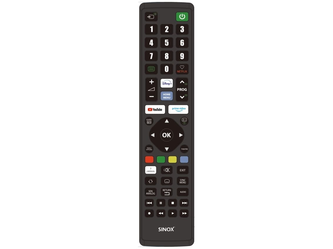 Sinox SXR1230, TV, Langaton RF, Painikkeiden painaminen, musta