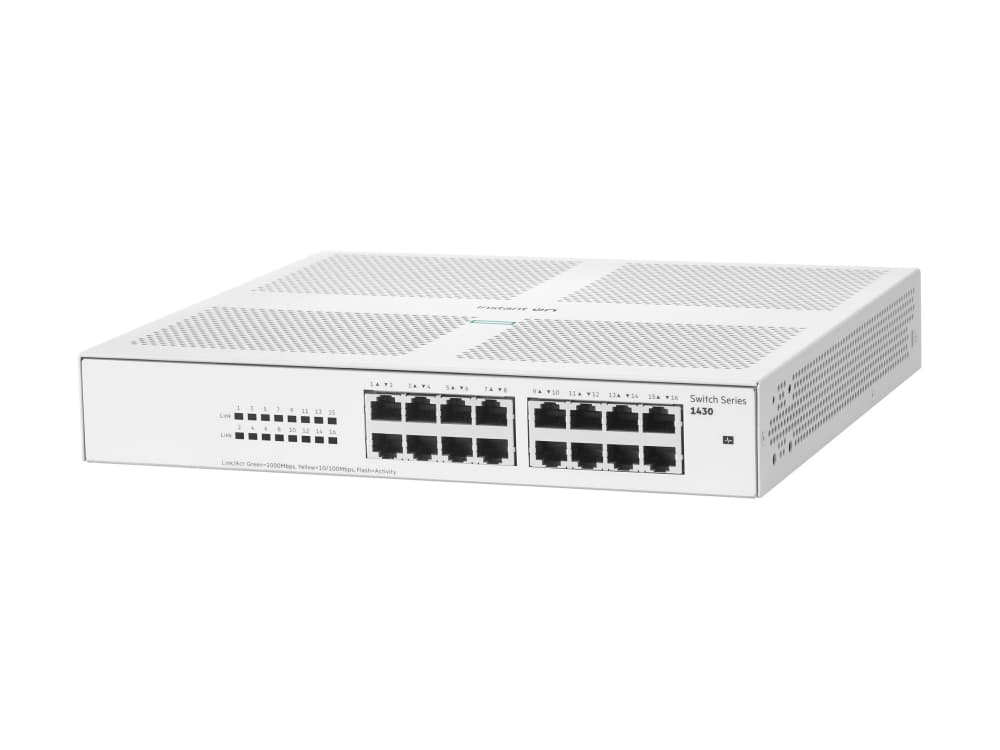 HPE Aruba Instant On 1430 16G -kytkin - kytkin - hallitsematon - 16 x 10/100/1000 - pöytätietokone, telineeseen asennettava, seinään asennettava - BTO