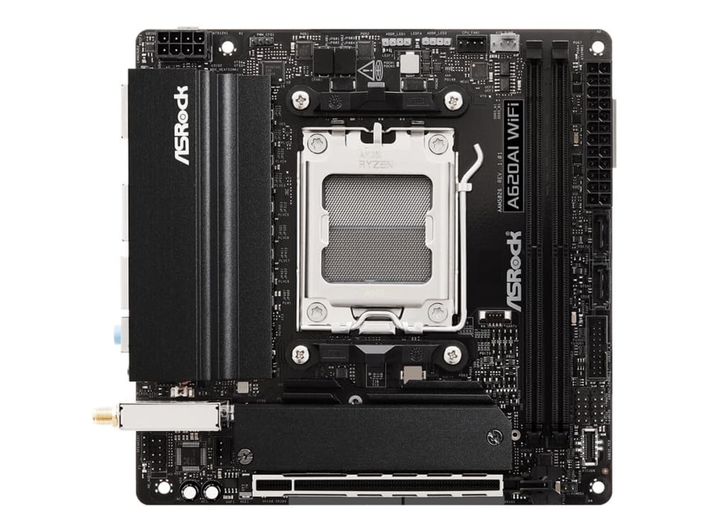 ASRock A620AI WiFi AM5 mITX HDMI DDR5 vähittäismyynti - AMD Socket AM5 (Ryzen Zen4) - DDR5 (90-MXBT50-A0UAYZ)