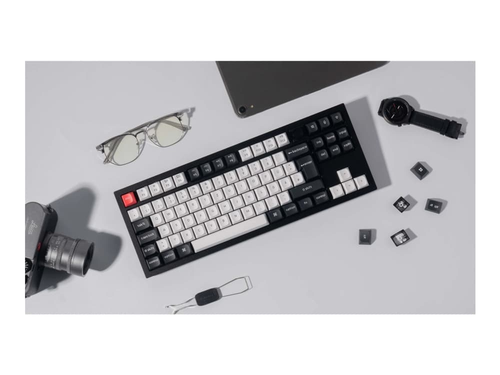 Keychron Q3 HE, Langallinen ja langaton, USB + RF Wireless + Bluetooth, Magneettimekaaninen näppäinkytkin, RGB LED, Musta, Hiilikuituinen