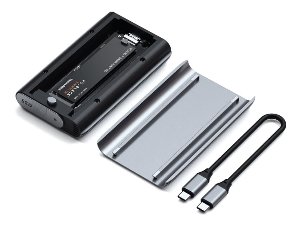 Satechi USB4 NVMe SSD Pro, SSD-kotelo, M.2, 40 Gbit/s, USB-liitettävyys, Harmaa, Läpinäkyvä