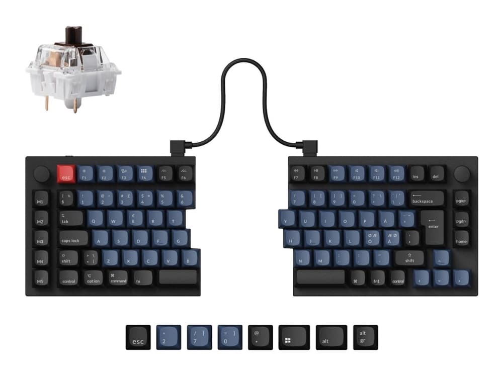Keychron Q11 75% Split Layout fullt monterad knob Gateron G Pro Brown-switch ISO Nordic